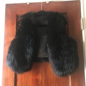 Black faux fur “jenny from the block” Akira Vest